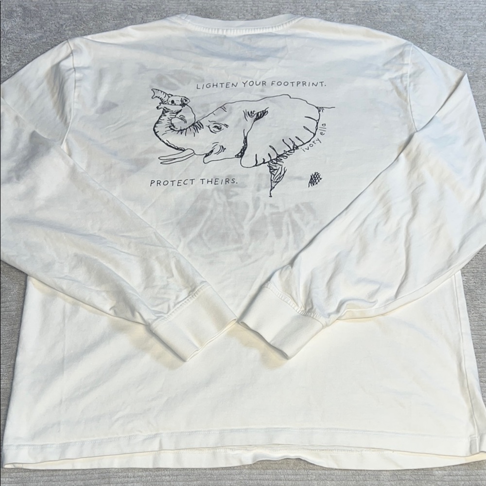 IVORY ELLA White Long Sleeve Shirt with Elephant Print sizeM.           order119